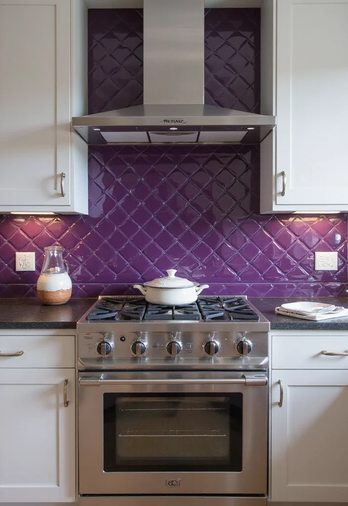 10 Purple Kitchen Ideas for Bold Modern Energy - 3. Purple Tile Backsplash