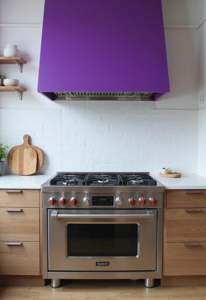 10 Purple Kitchen Ideas for Bold Modern Energy - 7. Purple Range Hood