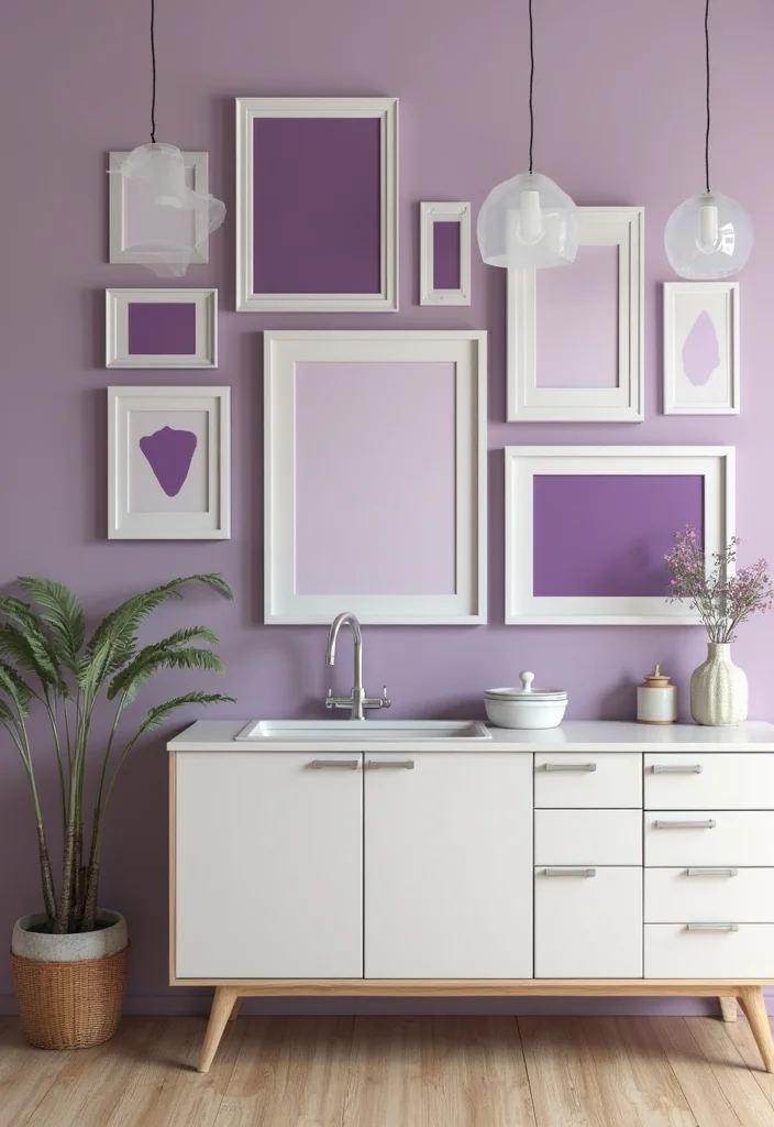 10 Purple Kitchen Ideas for Bold Modern Energy - 9. Purple Wall Art
