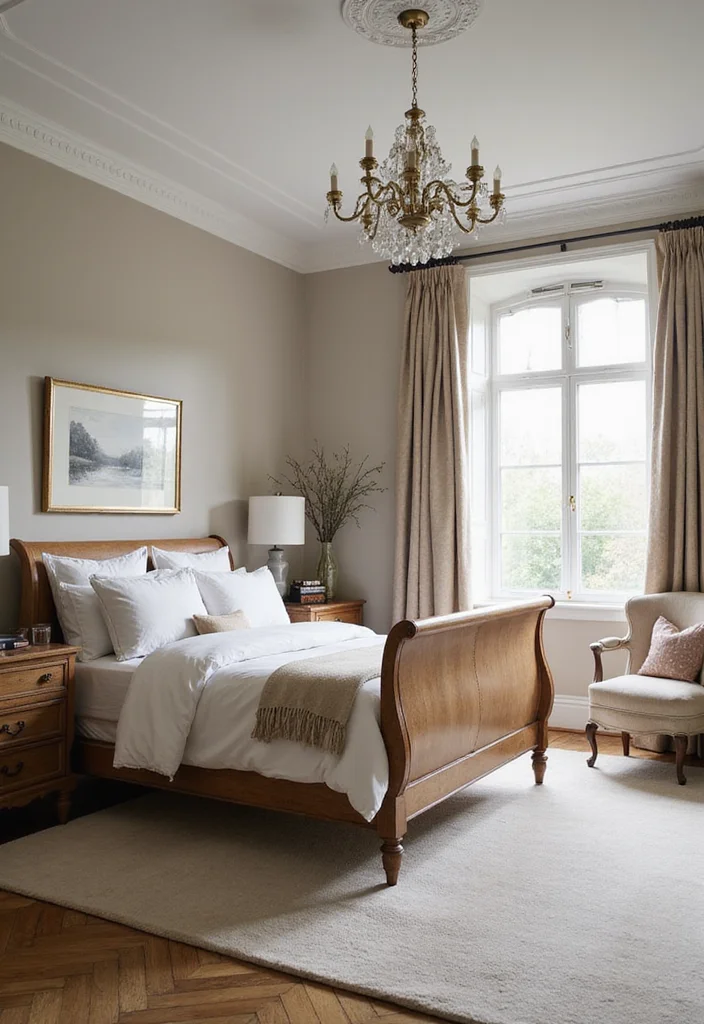 10 Sleigh Bed Bedroom Ideas for Classic Graceful Design - 5. Monochrome Magic