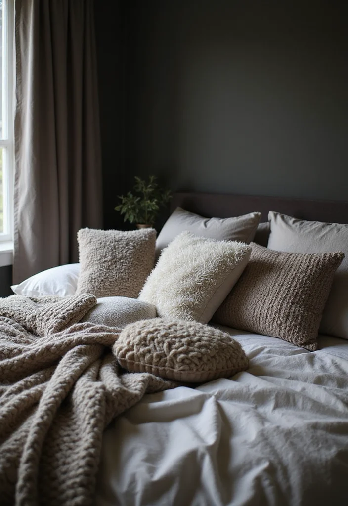 10 Small Dark Bedroom Ideas for Cozy Elevated Style - 4. Incorporate Soft Textiles