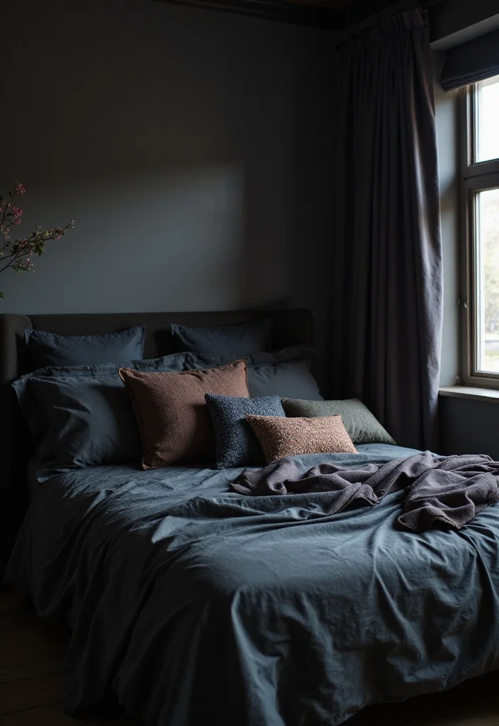 10 Small Dark Bedroom Ideas for Cozy Elevated Style - 8. Opt for Darker Bed Linens