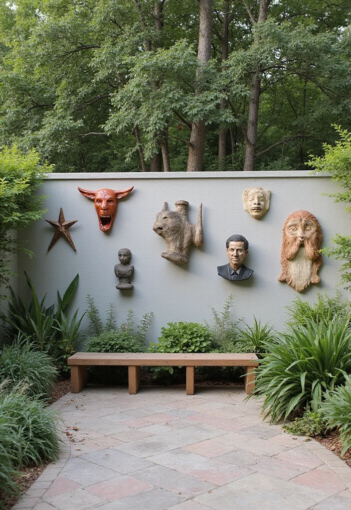 12 Backyard Patio Wall Ideas for Privacy and Design - 12. Outdoor Art Installations
