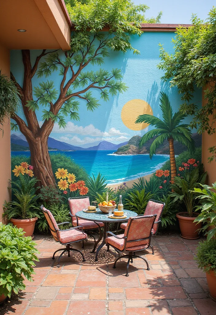 12 Backyard Patio Wall Ideas for Privacy and Design - 8. Artistic Painted Murals