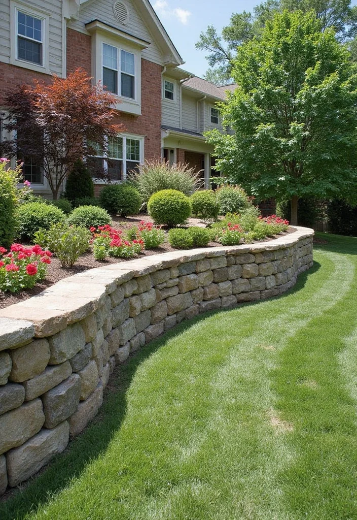12 Backyard Patio Wall Ideas for Privacy and Design - 9. Stone Retaining Walls