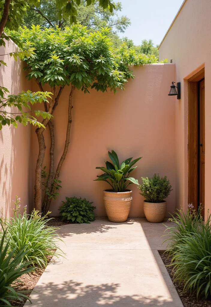 12 Backyard Wall Color Ideas for Fresh Outdoor Style - 10. Soft Peach