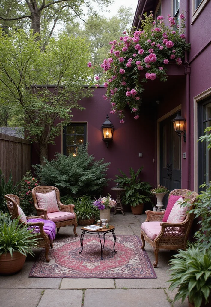 12 Backyard Wall Color Ideas for Fresh Outdoor Style - 12. Rich Plum