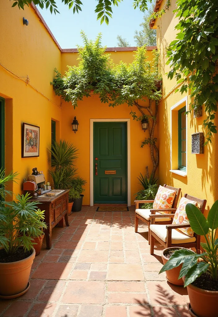 12 Backyard Wall Color Ideas for Fresh Outdoor Style - 4. Bright Sunny Yellow