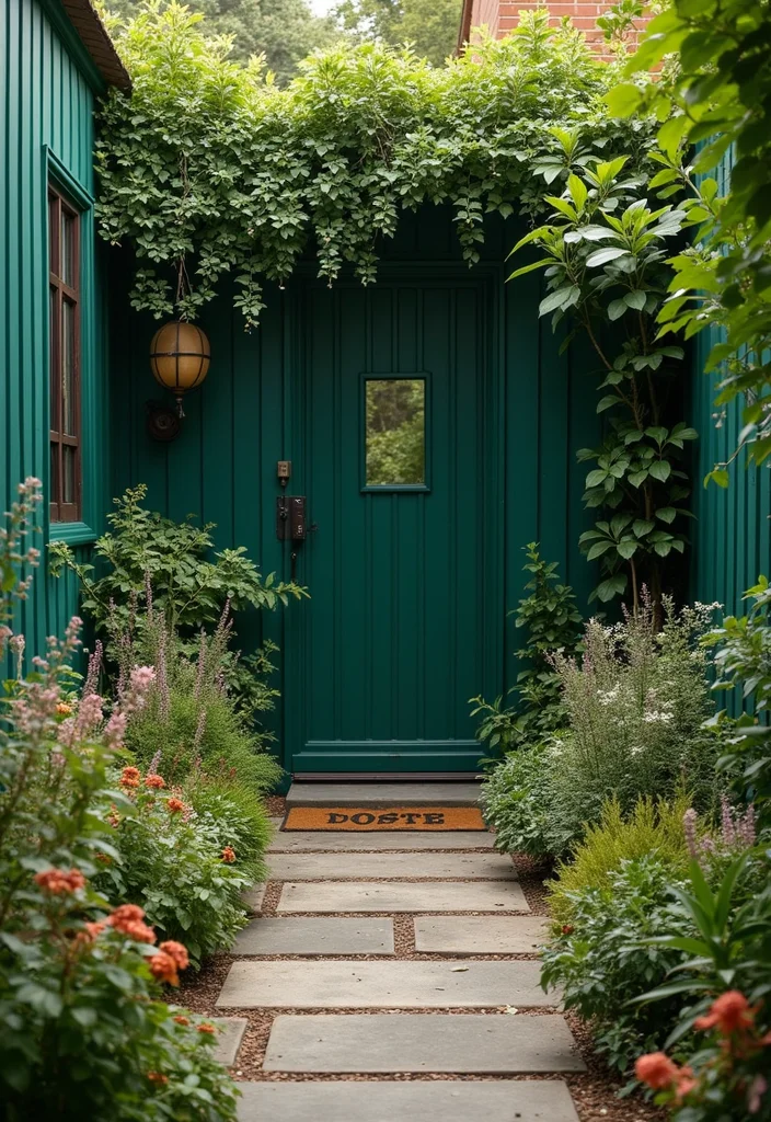 12 Backyard Wall Color Ideas for Fresh Outdoor Style - 5. Deep Forest Green