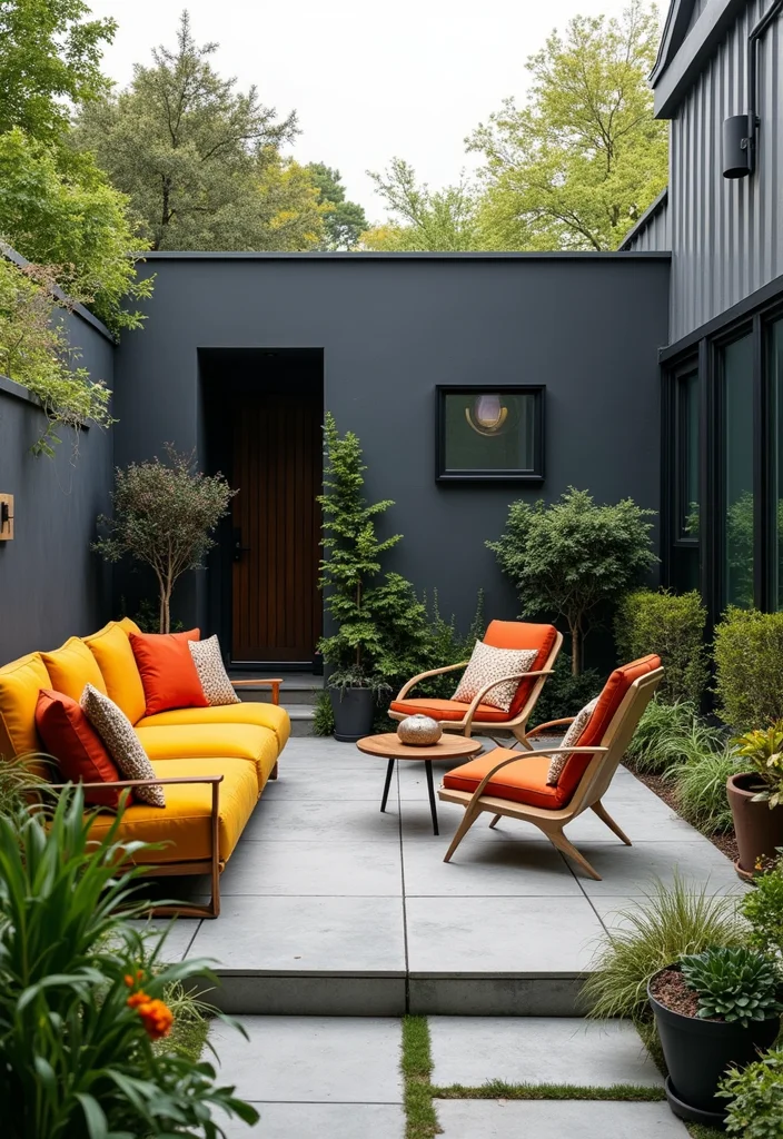 12 Backyard Wall Color Ideas for Fresh Outdoor Style - 7. Charcoal Gray