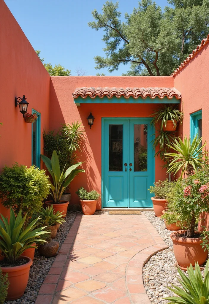 12 Backyard Wall Color Ideas for Fresh Outdoor Style - 8. Warm Coral
