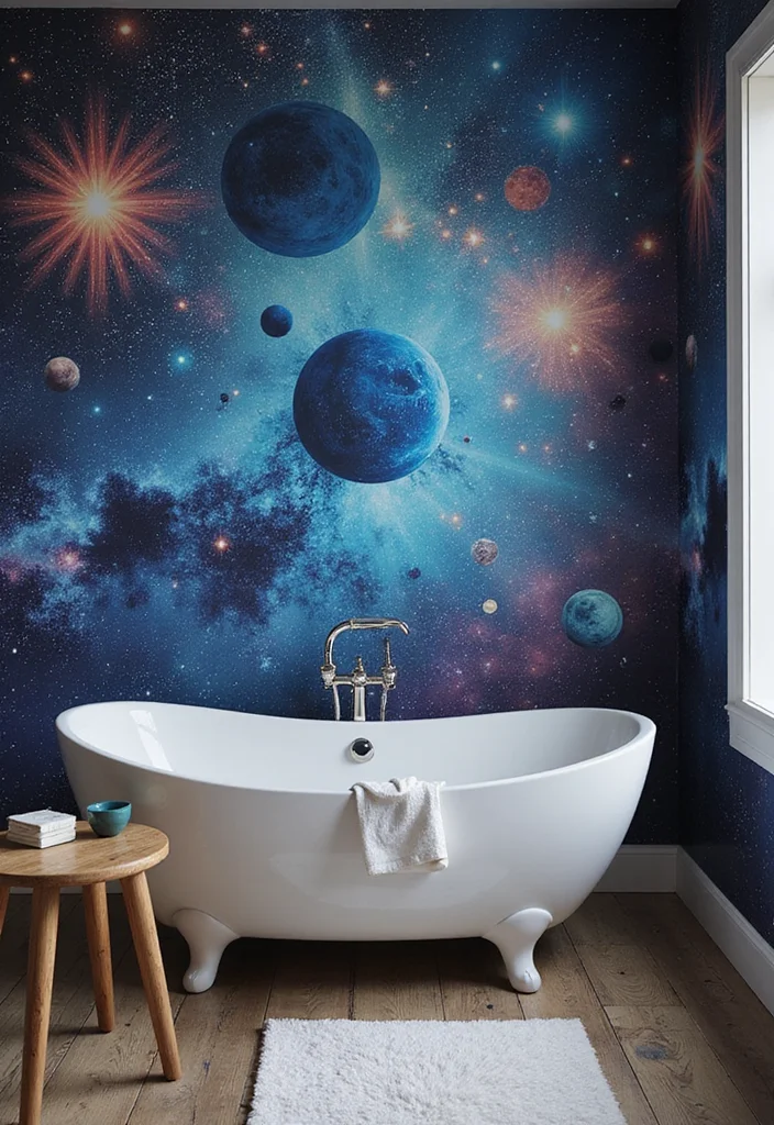 12 Bathroom Mural Ideas for Bold Artistic Walls - 11. Celestial Dreamscape