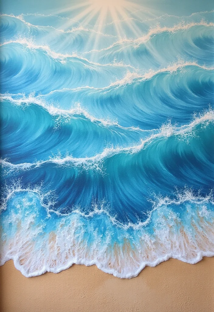 12 Bathroom Mural Ideas for Bold Artistic Walls - 2. Artistic Ocean Waves