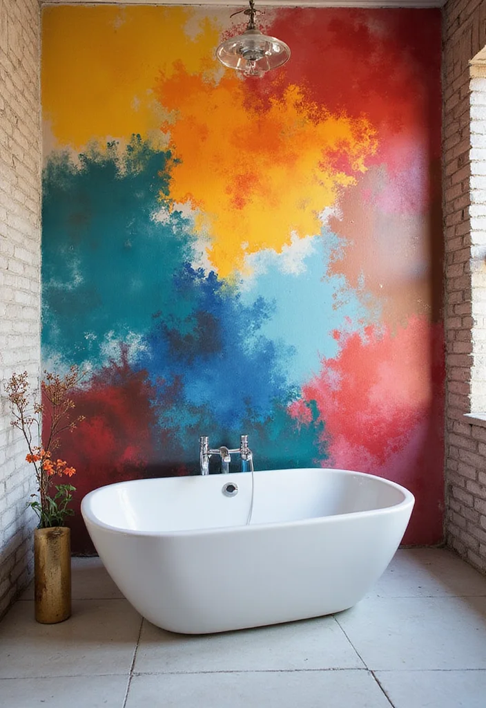 12 Bathroom Mural Ideas for Bold Artistic Walls - 6. Abstract Expressionism