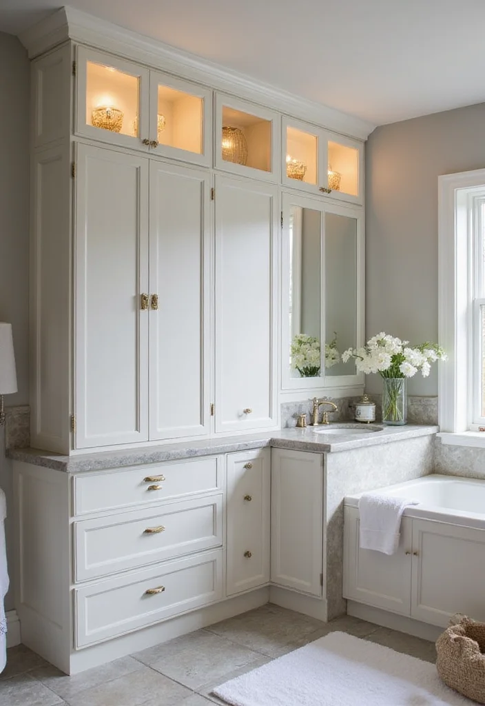12 Bathroom Wall Cabinet Ideas for Extra Vertical Storage - 11. Custom Built-Ins for a Tailored Fit