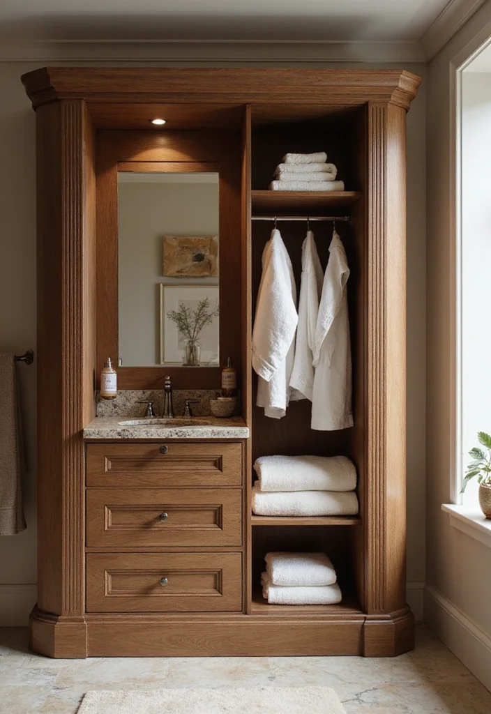 12 Bathroom Wall Cabinet Ideas for Extra Vertical Storage - 12. Stylish Wardrobe Cabinets for a Luxurious Feel