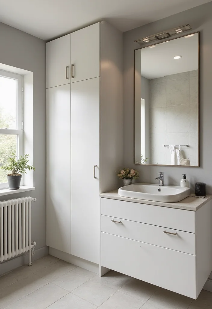 12 Bathroom Wall Cabinet Ideas for Extra Vertical Storage - 4. Integrated Cabinets for Seamless Design