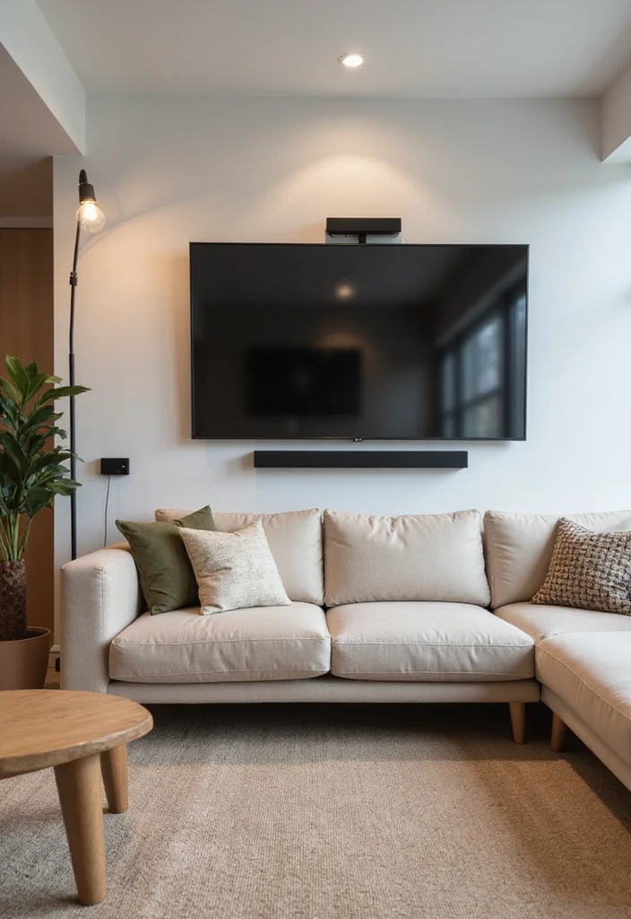 12 Beige Sectional Living Room Ideas for Spacious Cozy Seating - 11. Seamless Technology Integration