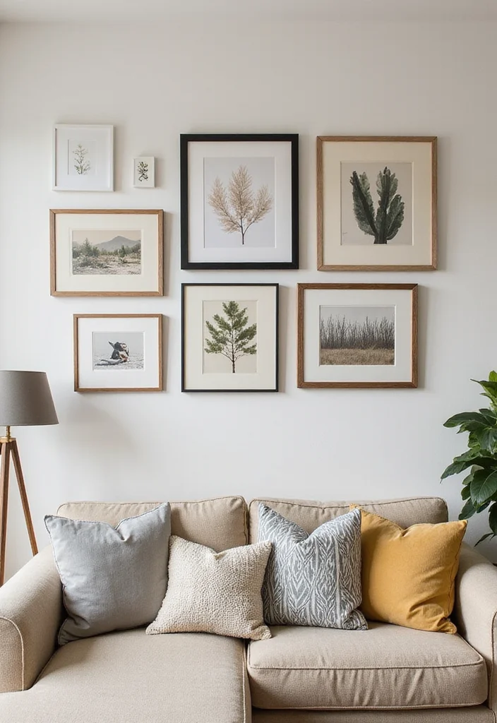 12 Beige Sectional Living Room Ideas for Spacious Cozy Seating - 4. Gallery Wall Inspiration