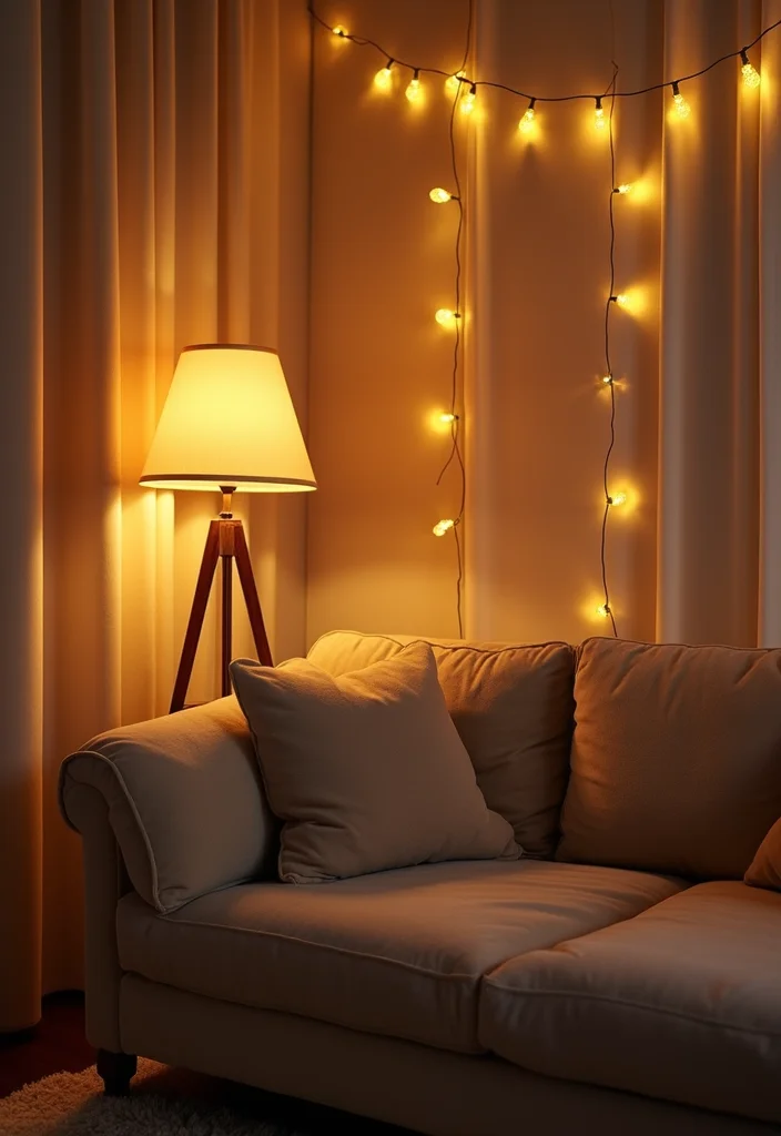 12 Beige Sectional Living Room Ideas for Spacious Cozy Seating - 5. Cozy Lighting Solutions