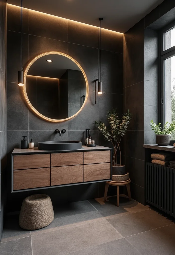 12 Black and Brown Bathroom Ideas for Warm Modern Contrast - 1. Elegant Black and Brown Contrast