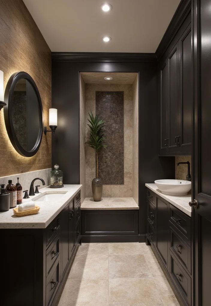 12 Black and Brown Bathroom Ideas for Warm Modern Contrast - 11. Dual-Purpose Spaces