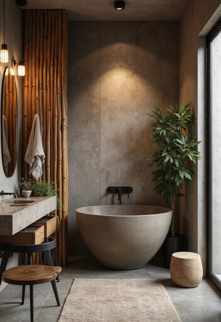 12 Black and Brown Bathroom Ideas for Warm Modern Contrast - 2. Earthy Tones with Natural Elements