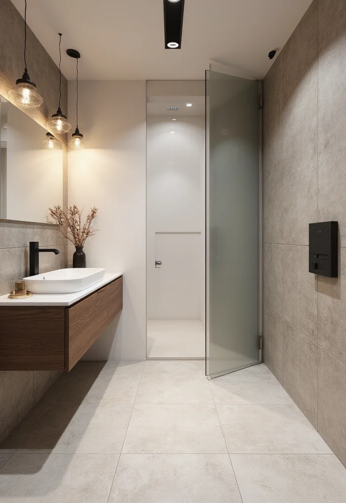 12 Black and Brown Bathroom Ideas for Warm Modern Contrast - 3. Modern Minimalism