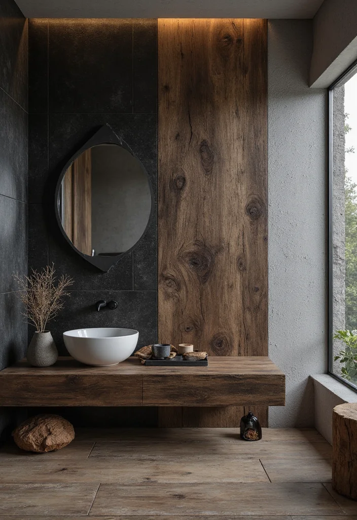 12 Black and Brown Bathroom Ideas for Warm Modern Contrast - 7. Textured Surfaces