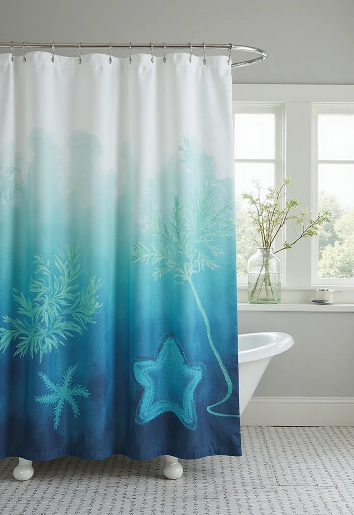 12 Blue Green Bathroom Ideas for Fresh Calm Color Mix - 10. Custom Shower Curtains