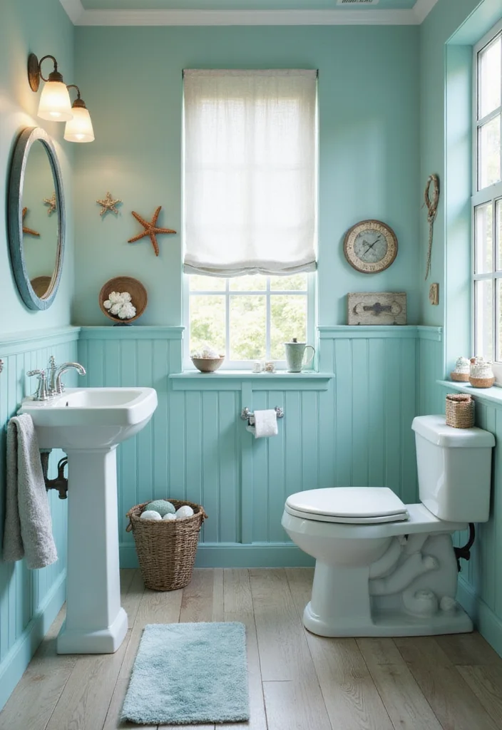 12 Blue Green Bathroom Ideas for Fresh Calm Color Mix - 6. Nautical Accessories