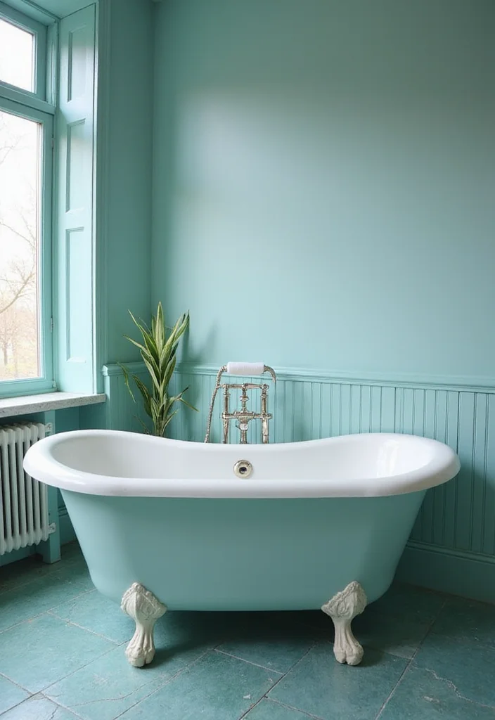 12 Blue Green Bathroom Ideas for Fresh Calm Color Mix - 9. Slipper tubs