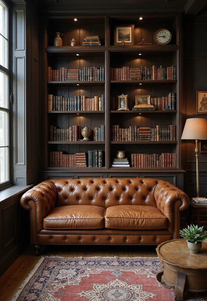 12 Chesterfield Sofa Living Room Ideas for Classic Elegant Style - 1. The Classic Library Vibe