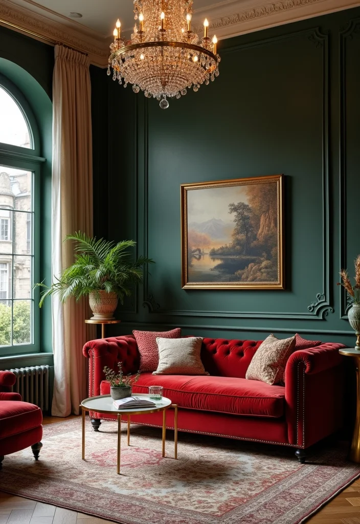 12 Chesterfield Sofa Living Room Ideas for Classic Elegant Style - 4. Vintage Glamour