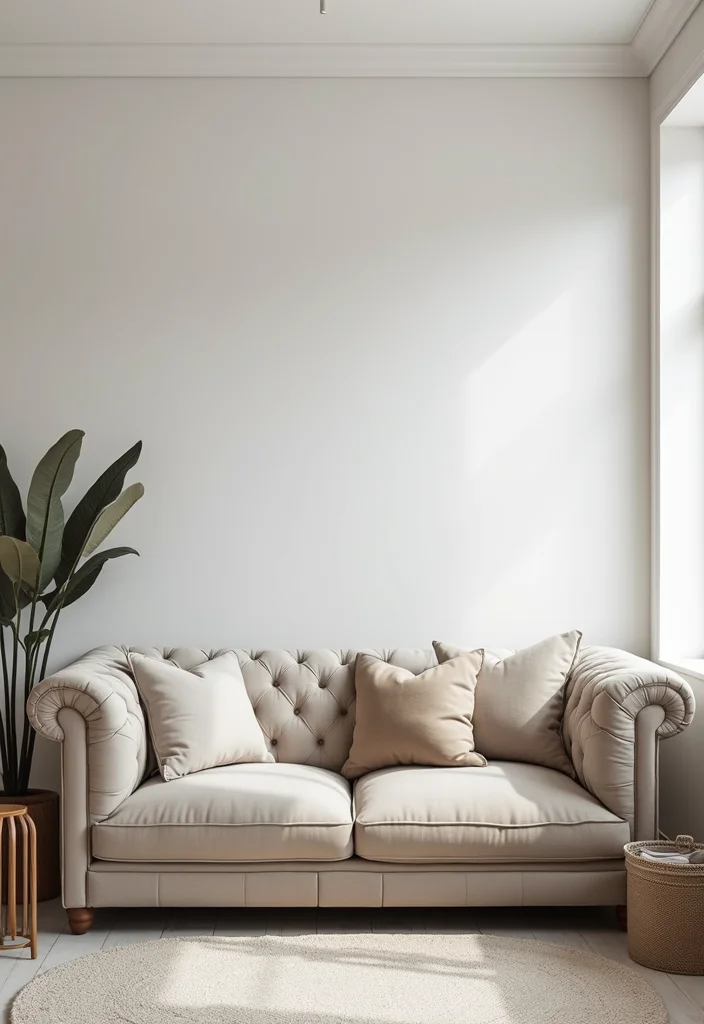 12 Chesterfield Sofa Living Room Ideas for Classic Elegant Style - 8. Sophisticated Minimalism