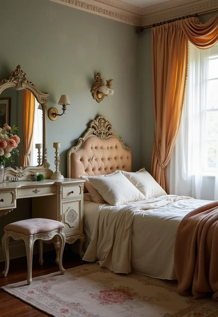12 Coquette Bedroom Ideas for Soft Romantic Details - 3. Antique Furniture Finds