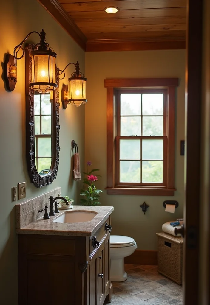 12 Craftsman Bathroom Ideas for Classic Woodwork Charm - 10. Craftsman Style Lighting