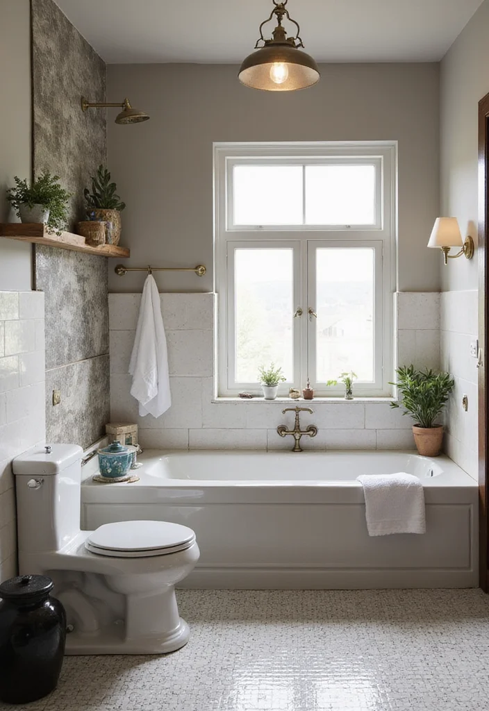 12 Craftsman Bathroom Ideas for Classic Woodwork Charm - 12. Blending Modern and Vintage