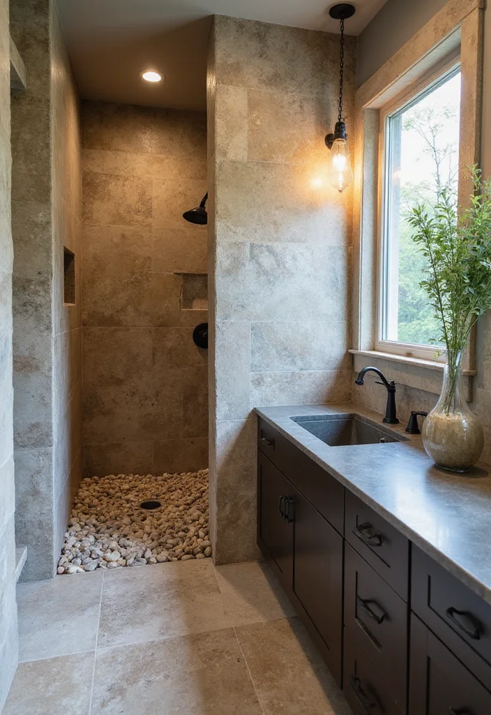 12 Craftsman Bathroom Ideas for Classic Woodwork Charm - 4. Natural Stone Accents