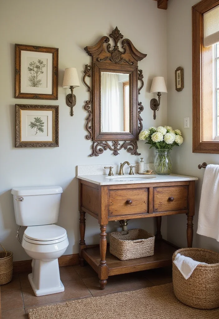 12 Craftsman Bathroom Ideas for Classic Woodwork Charm - 6. Rustic Decor and Accessories
