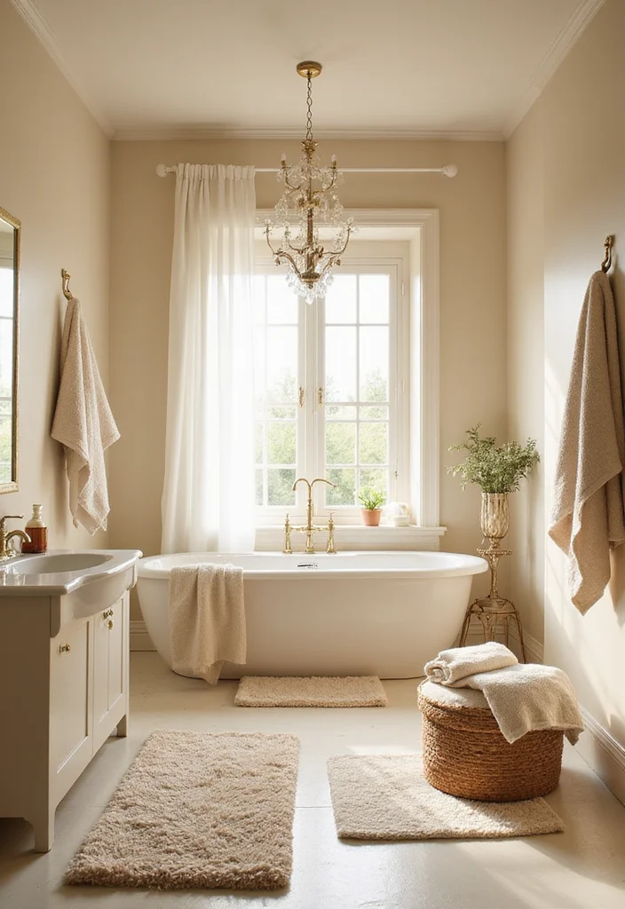 12 Cream Bathroom Ideas for Soft Timeless Warmth - 10. Cozy Textiles