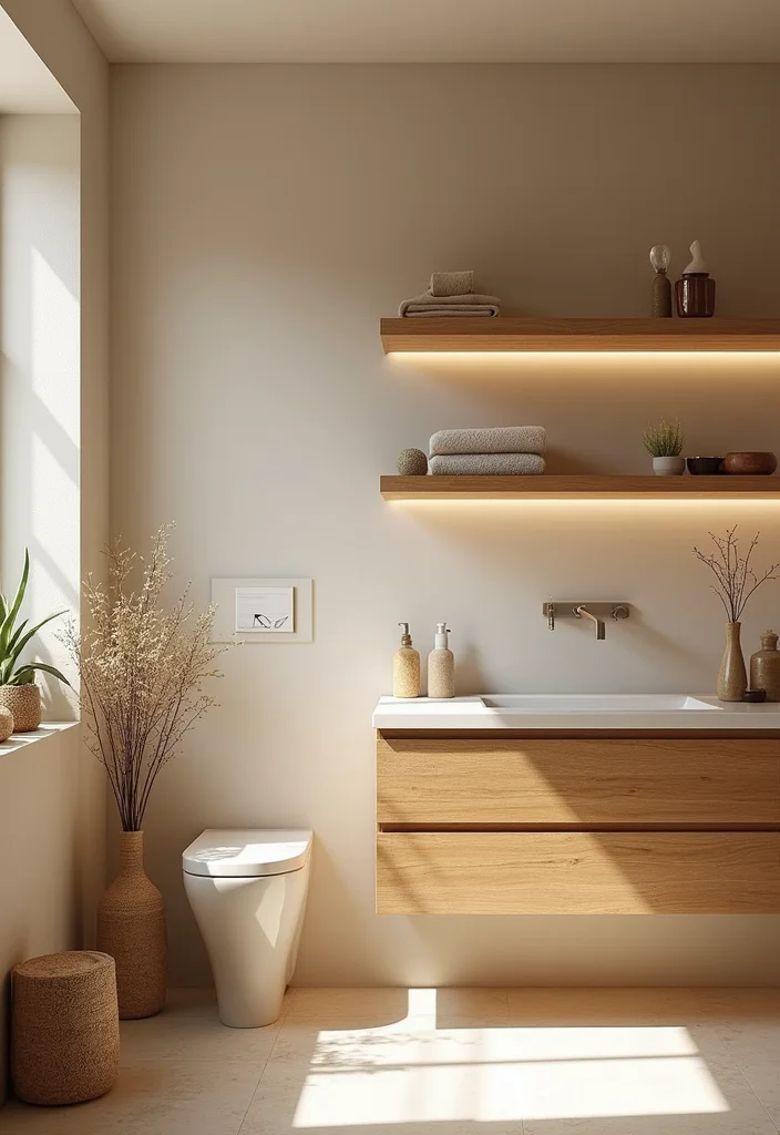 12 Cream Bathroom Ideas for Soft Timeless Warmth - 3. Warm Wooden Accents