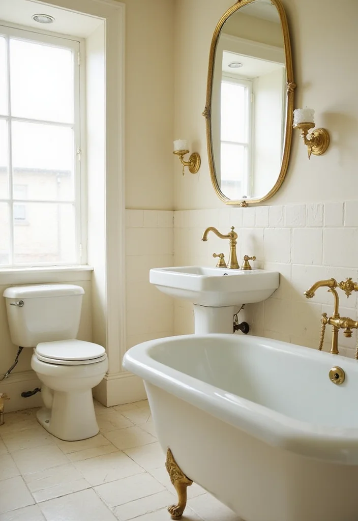 12 Cream Bathroom Ideas for Soft Timeless Warmth - 4. Vintage Fixtures