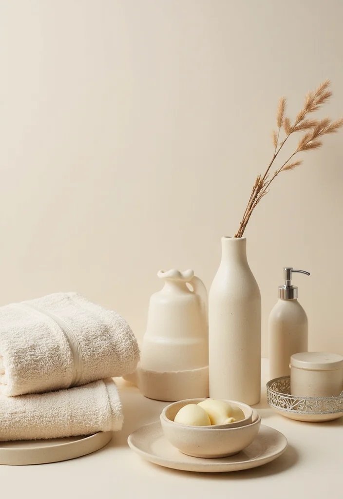 12 Cream Bathroom Ideas for Soft Timeless Warmth - 6. Cream Bathroom Accessories