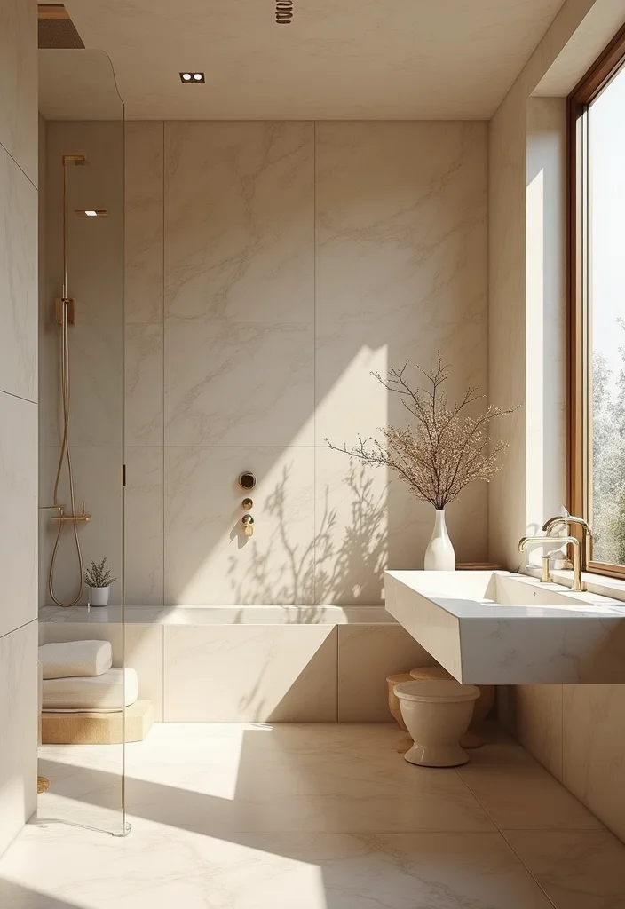 12 Cream Bathroom Ideas for Soft Timeless Warmth - 7. Natural Stone Elements