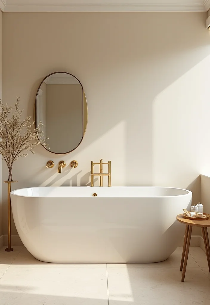 12 Cream Bathroom Ideas for Soft Timeless Warmth - 9. Cream and Gold Accents