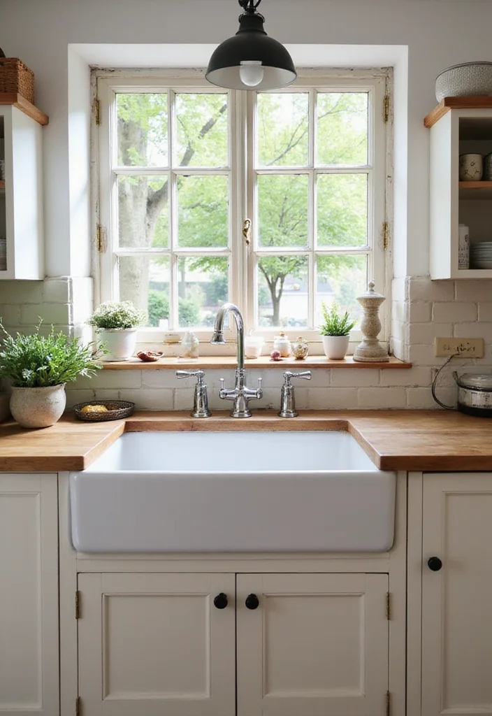 12 English Cottage Kitchen Ideas for Charming Vintage Comfort - 3. Farmhouse Sink Focal Point
