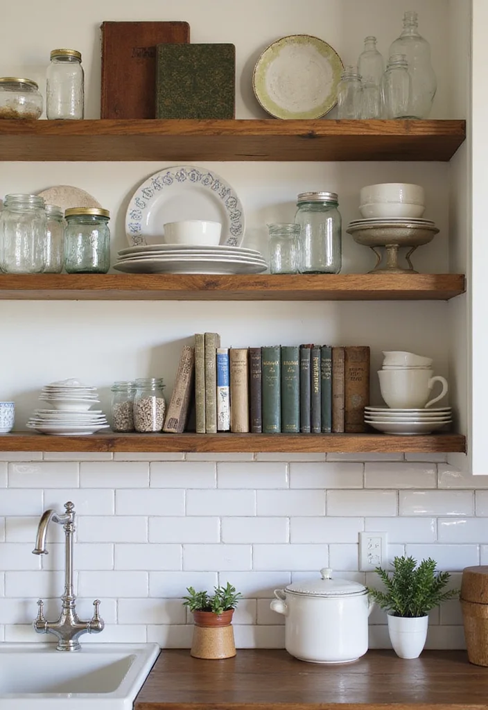 12 English Cottage Kitchen Ideas for Charming Vintage Comfort - 4. Open Shelving for Display