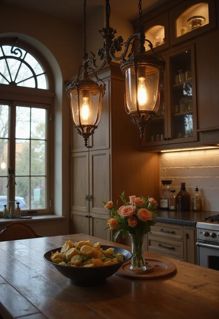 12 English Cottage Kitchen Ideas for Charming Vintage Comfort - 6. Vintage Lighting Fixtures