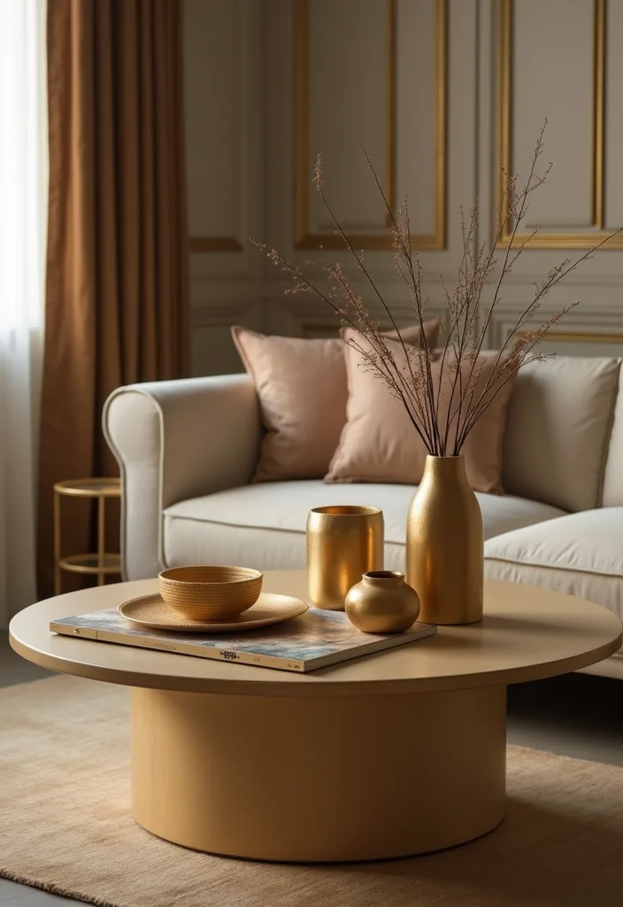 12 Gold Living Room Decor Ideas for Warm Stylish Accents - 11. Gold Decorative Objects